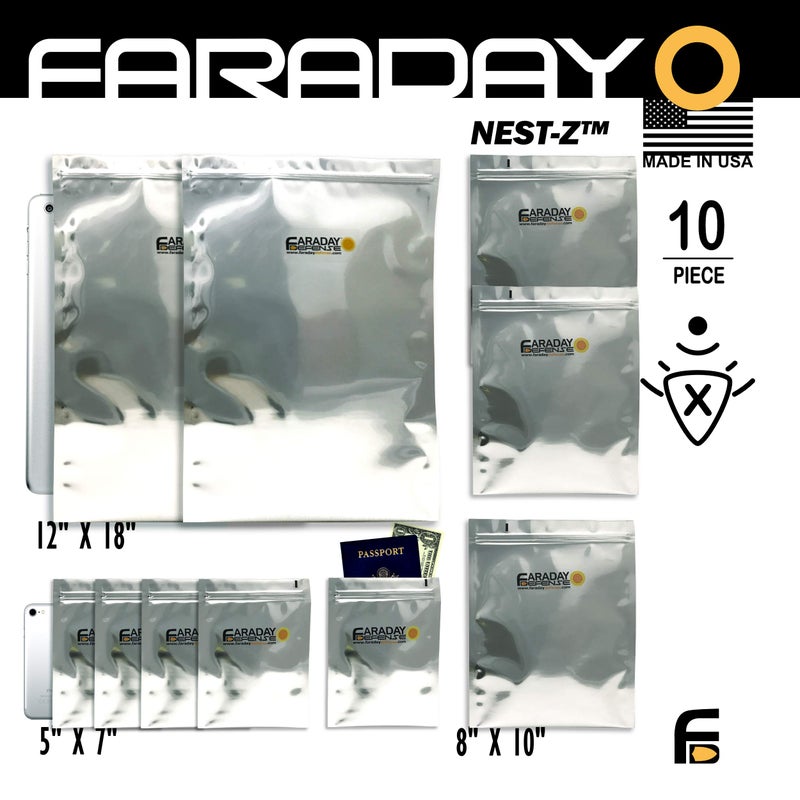 Faraday Defense مجموعة فاراداي ديفينس 10 قطع حقيبة نEST-Z فاراداي تحضير EMP/شعاع شمسي سميكة للغاية - تصميم عسكري، أداء درع متفوق، هواتف - راديوهات - أقراص صلبة - أجهزة لوحية - حواسيب محمولة مصنوعة في الولايات المتحدة - Image 2